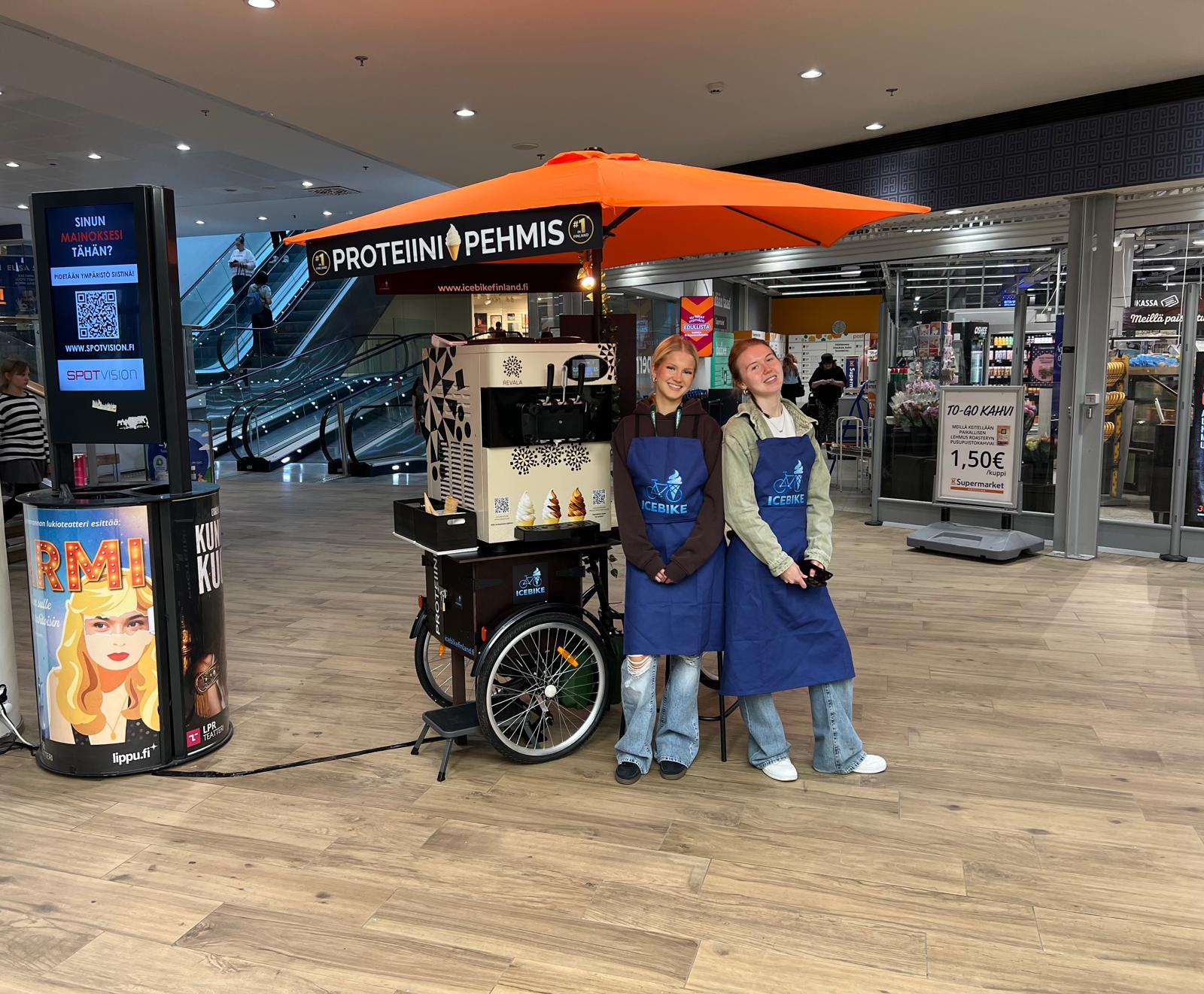 Icebike operator serving soft serve